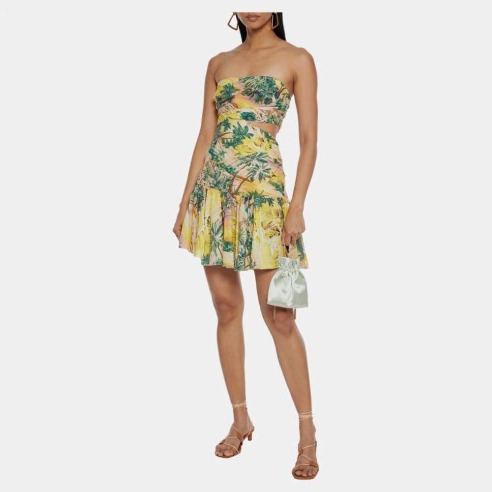 Zimmermann Women’s Juliette Cut out Flip Linen Dress Hawaiian Print Resortwear